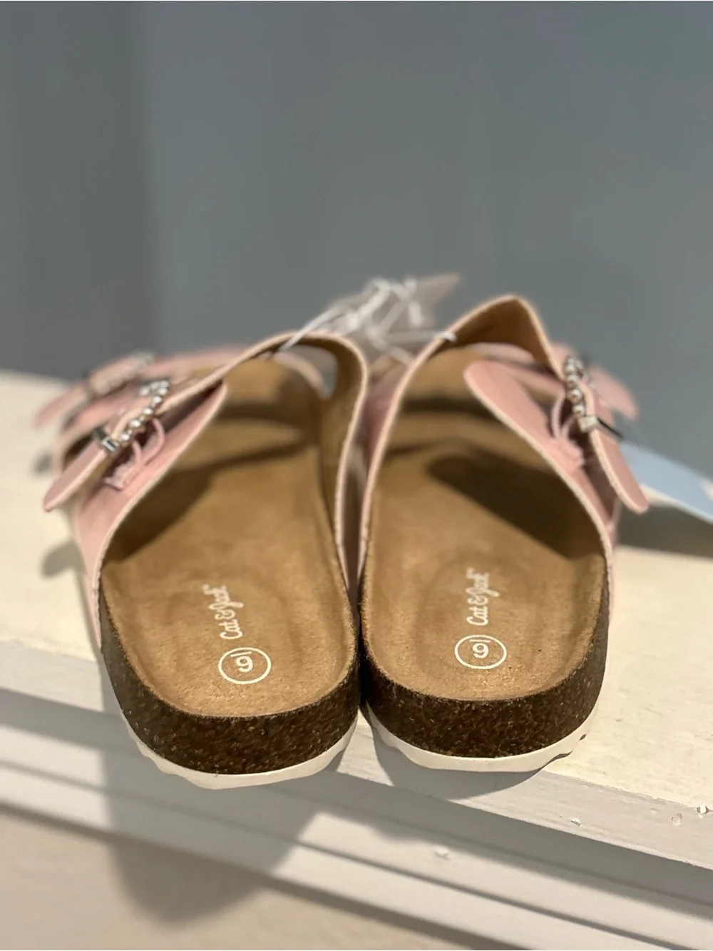 Kids' Drew Footbed Sandals Pink Pearls- Cat & Jack - Big Girl Youth Size 6 NEW